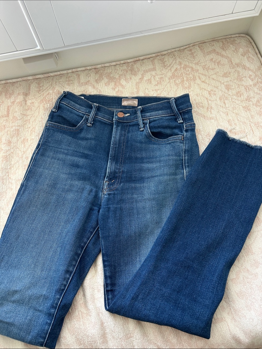 MOTHER High-Rise Dark Blue Slim Jeans